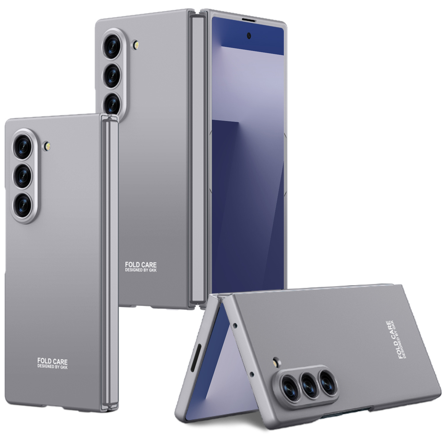 Compatible with Samsung Z Fold8 Ultra phone case 7/6/5 ultra-thin case film solid color folding screen anti-drop protective case - Cold Mountain Grey [No Film] Z Fold8 Ultra [Standard Version]