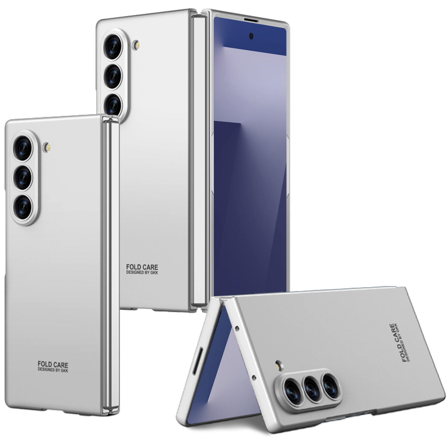 Compatible with Samsung Z Fold8 Ultra phone case 7/6/5 ultra-thin case film solid color folding screen anti-drop protective case - Elegant Silver [Uncoated] Z Fold8 Ultra [Standard Edition]