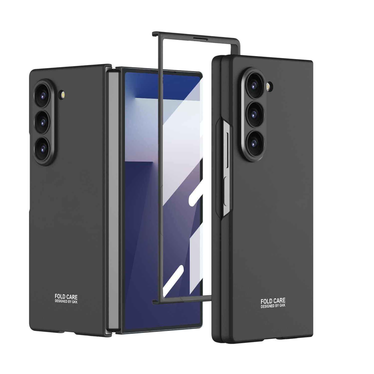 Compatible with Samsung Z Fold8 Ultra phone case 7/6/5 ultra-thin case film solid color folding screen anti-drop protective case - Cool Black Case Z Fold8 Ultra Standard Edition