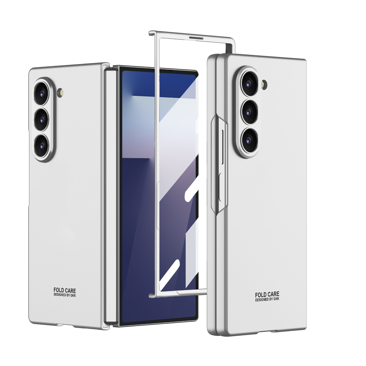 Compatible with Samsung Z Fold8 Ultra phone case 7/6/5 ultra-thin case film solid color folding screen anti-drop protective case - Elegant Silver [Casing and Protector] Z Fold8 Ultra [Standard Edition]