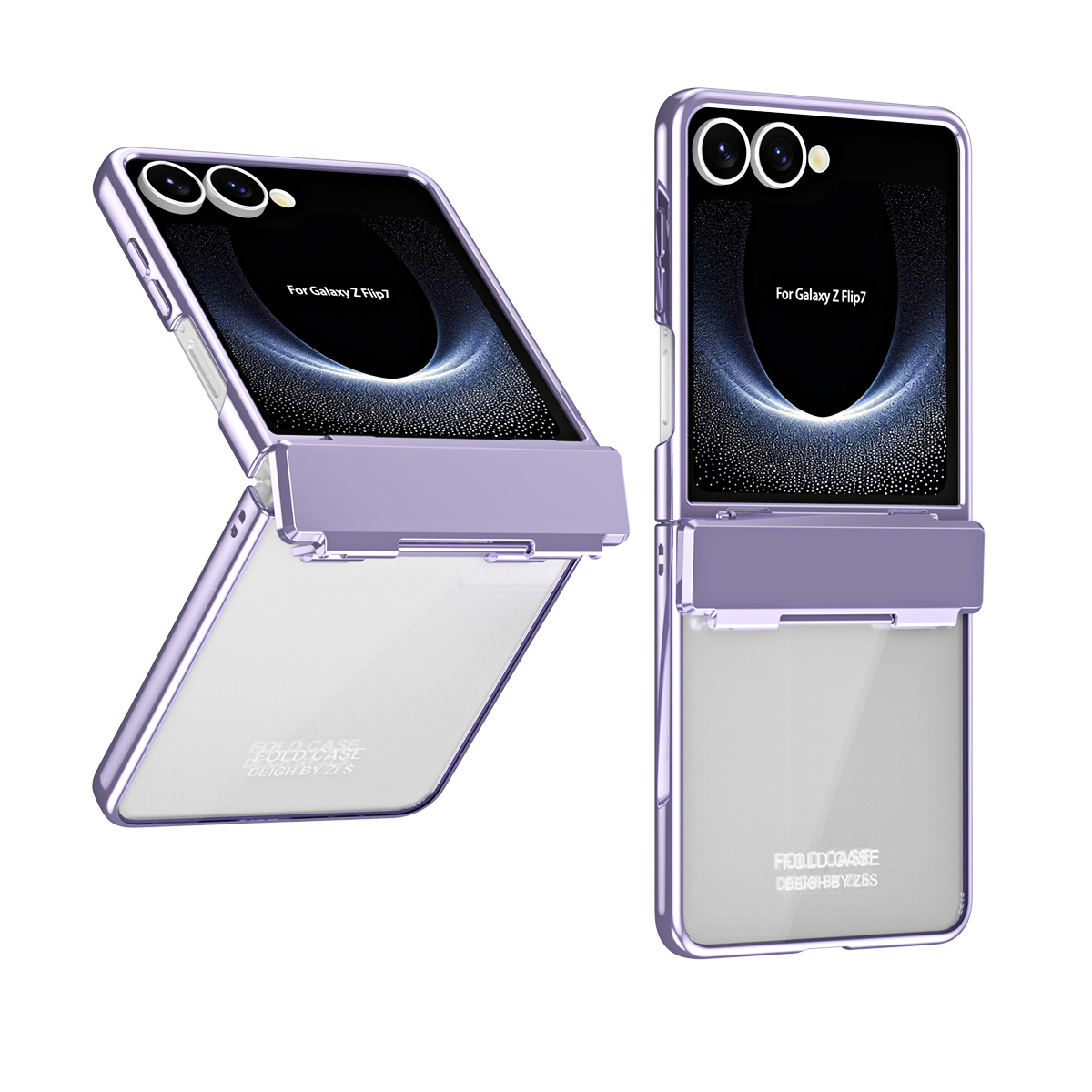 Compatible with Samsung Z Flip 8/7 phone case, electroplated case film, transparent phantom Flip 6/5 hinge full-coverage protective case - Purple [No film] Samsung Z Flip8