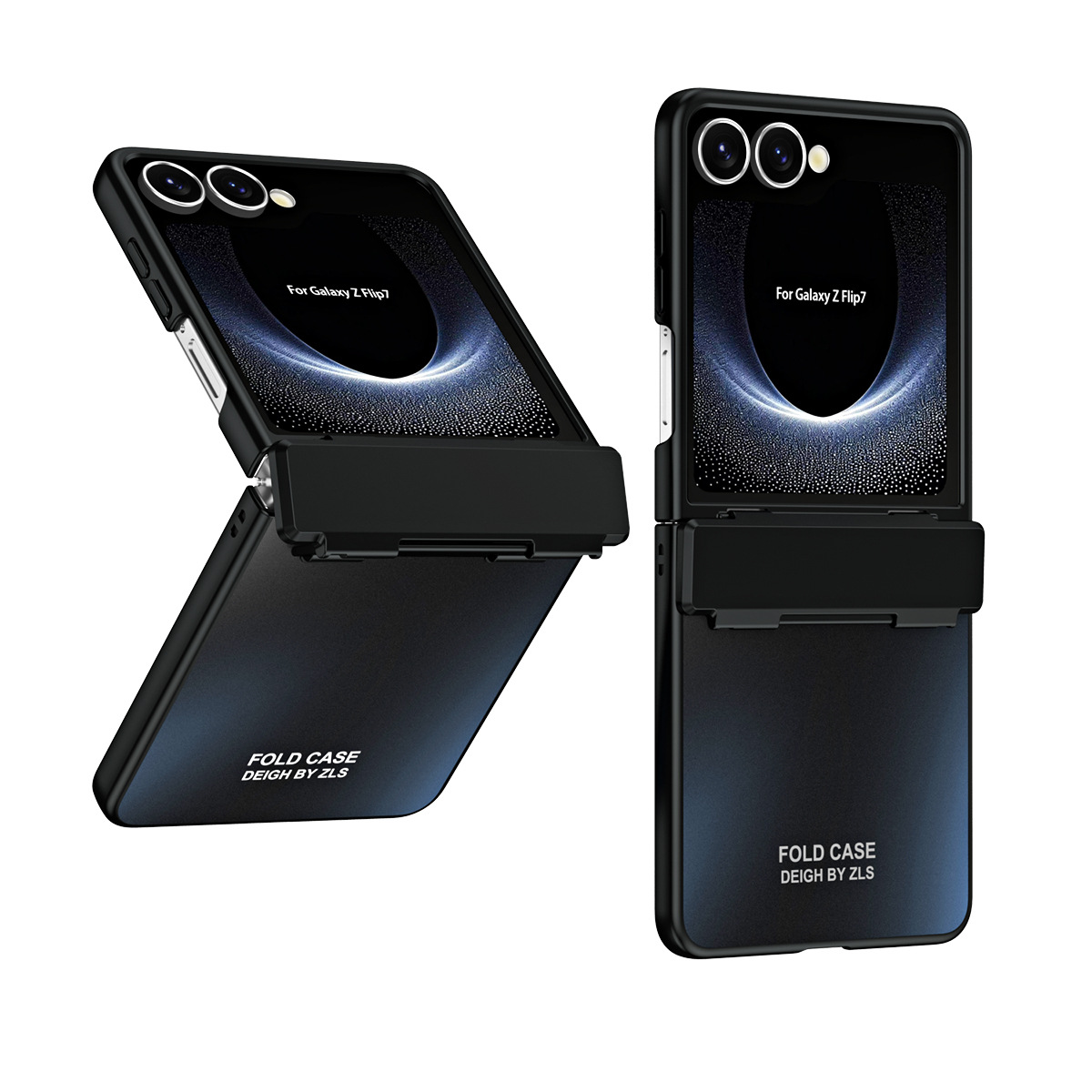 Compatible with Samsung Z Flip8/7 phone case, electroplated shell, integrated hinge, Flip6/5 full-coverage drop-proof protective case - Black [No film] Samsung Z Flip8