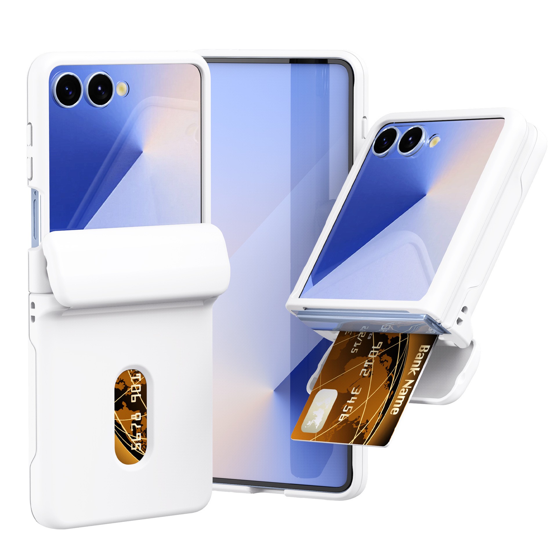 Compatible with Samsung Z Flip 8/7 phone case, SIM card slot, full-coverage spring hinge, Flip 6/5/4 drop-proof protective case. - White Samsung Z Flip8
