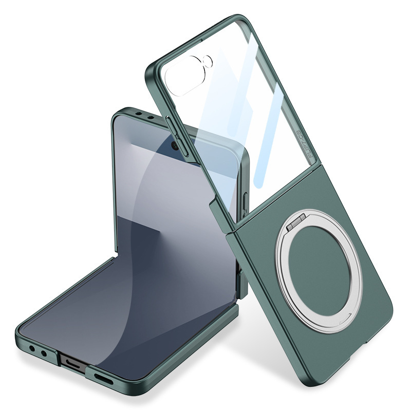 Compatible with Samsung Z Flip 8/7 phone case, magnetic 360° rotating stand, ultra-thin folding screen protector. - Forest Green [Shell Cover] Samsung Z Flip8