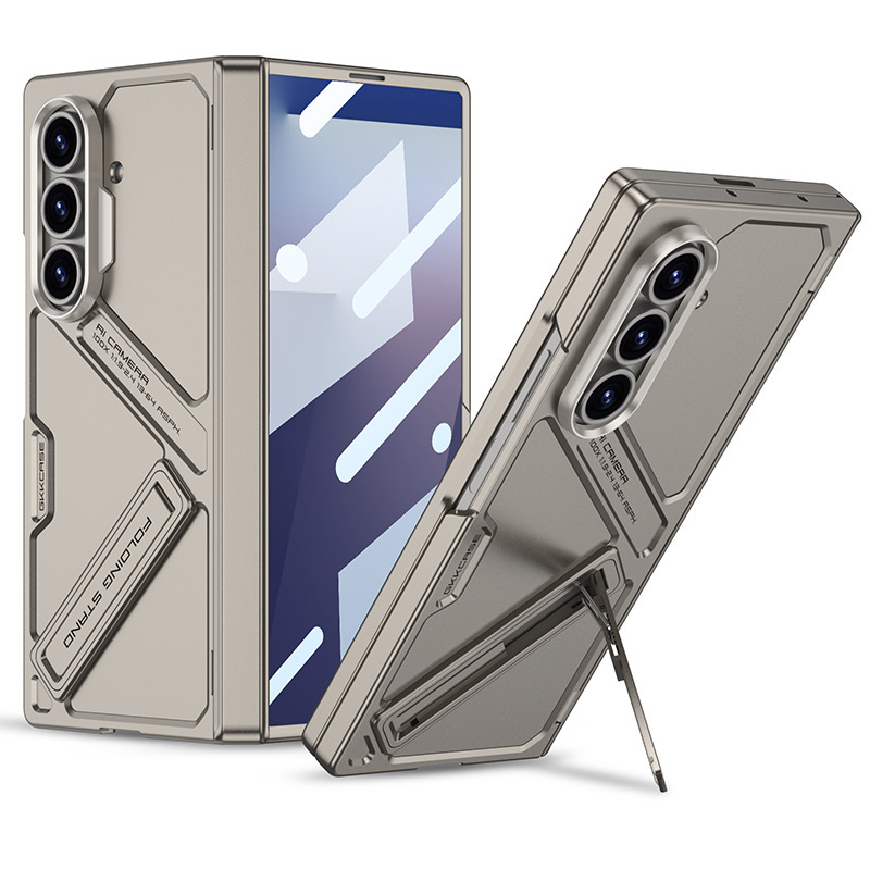 Compatible with Samsung ZFold8 Ultra phone case, Fold7 magnetic hinge stand case, full-coverage protective case - Titanium Gray [Shell Mesh] Z Fold8ultra