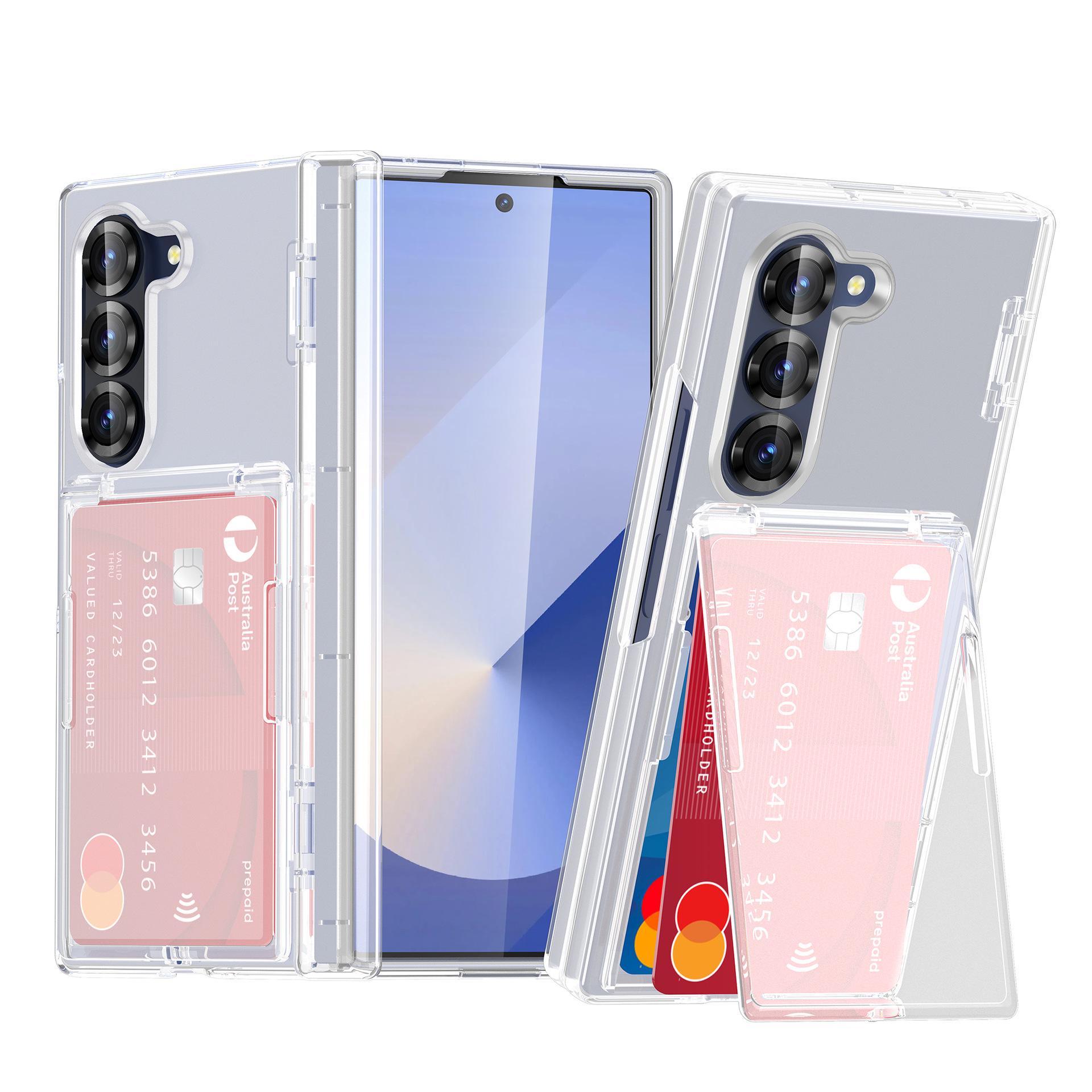 Compatible with Samsung Z Fold7/6 phone case, central axis card holder, solid color frosted transparent protective case, Amazon. - Frosted Semi-Transparent [Center Axis Model] Samsung-Z Fold7
