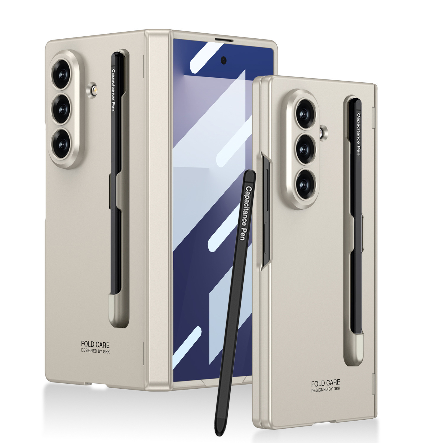 Compatible Samsung Z Fold7 phone case with magnetic hinge, pen slot, pen cover, full-coverage drop protection. - Titanium Gray [Casing Cover] SAM-Z Fold7 [With Pen]