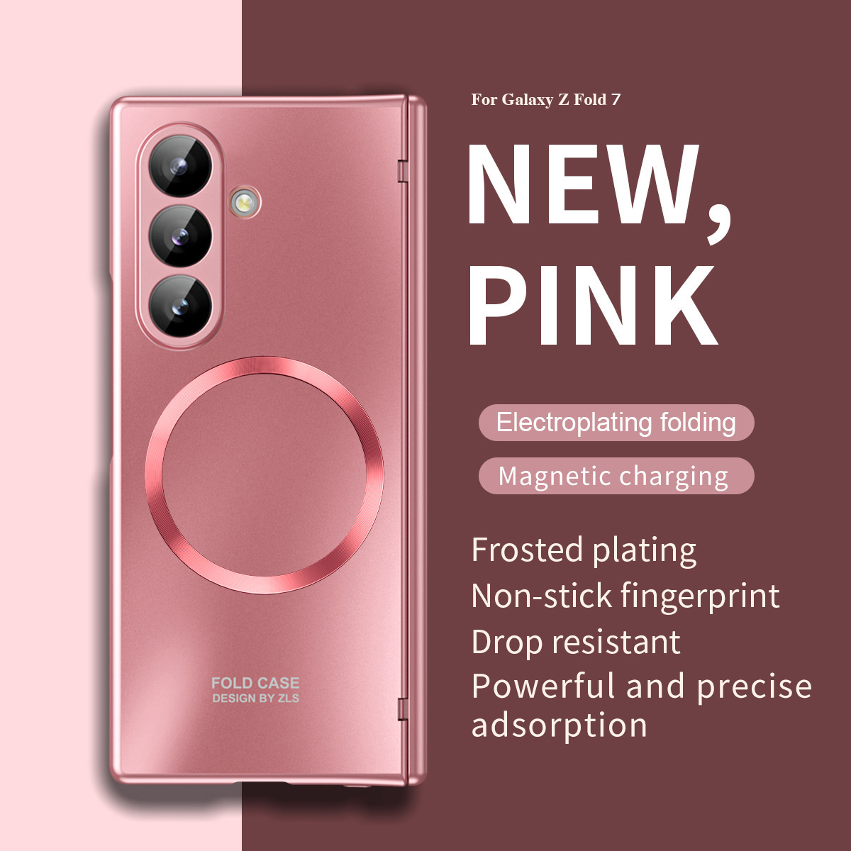 Compatible with Samsung ZFold8 Ultra phone case, 7/6 magnetic case, hinge, full coverage, foldable screen, drop-proof protective case. - Pink [Shell] Z Fold8ultra