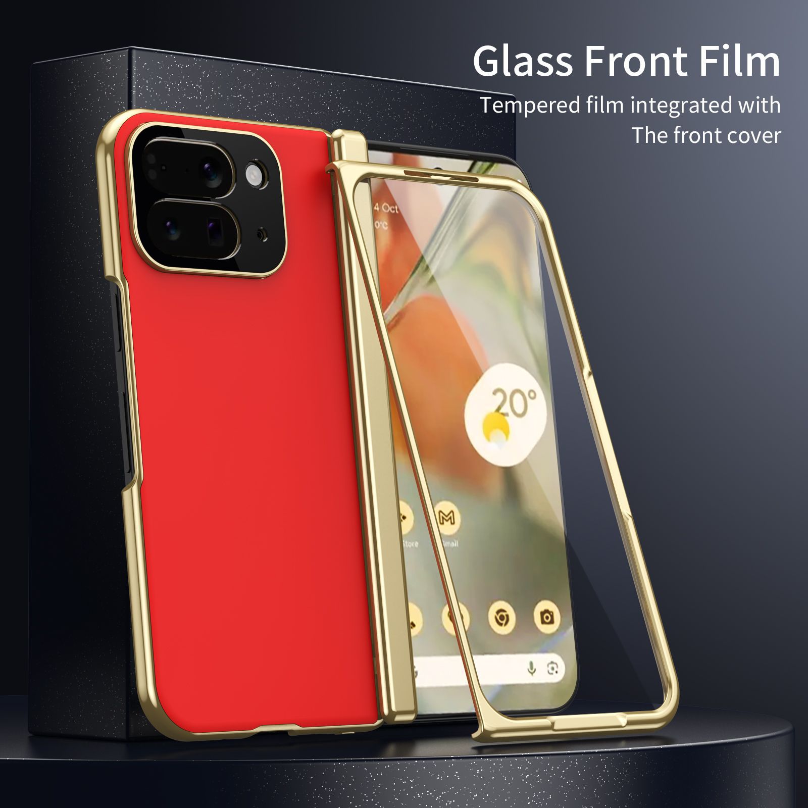 Compatible with Google Pixel 10/9 Fold foldable phone case, electroplated AG frosted anti-fingerprint case, full-coverage case. - Red [Case] Pixel 10 Pro Fold