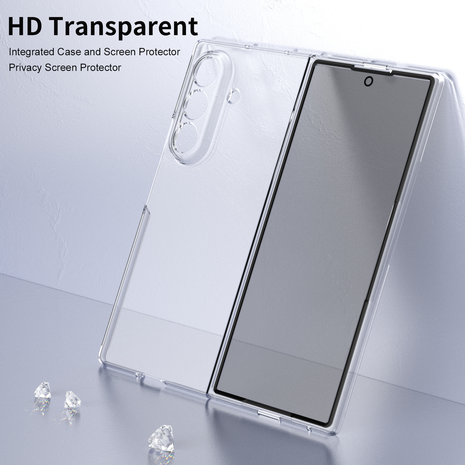 Compatible with Samsung Z Fod7 transparent phone case, foldable screen privacy case, screen protector, wireless charging, magnetic attachment, ultra-thin protection - High-transparency privacy screen protector - standard version Samsung Z Fod7 [Privacy Screen Protector]