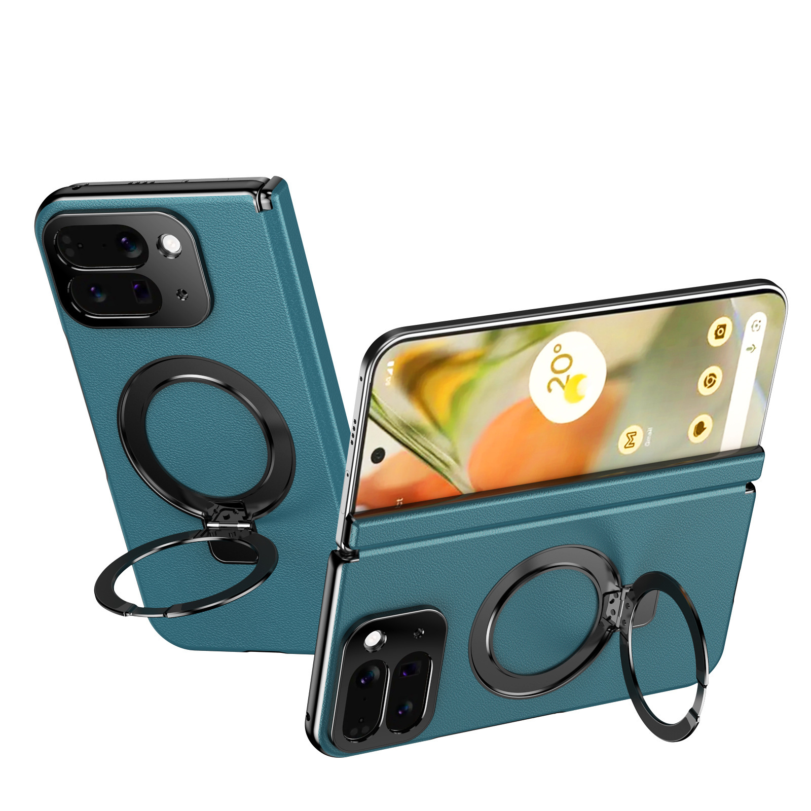 Compatible with Google Pixel 10/9 Fold phone case, magnetic ring holder, hinge case, full-coverage protective case. - Green Pixel 10