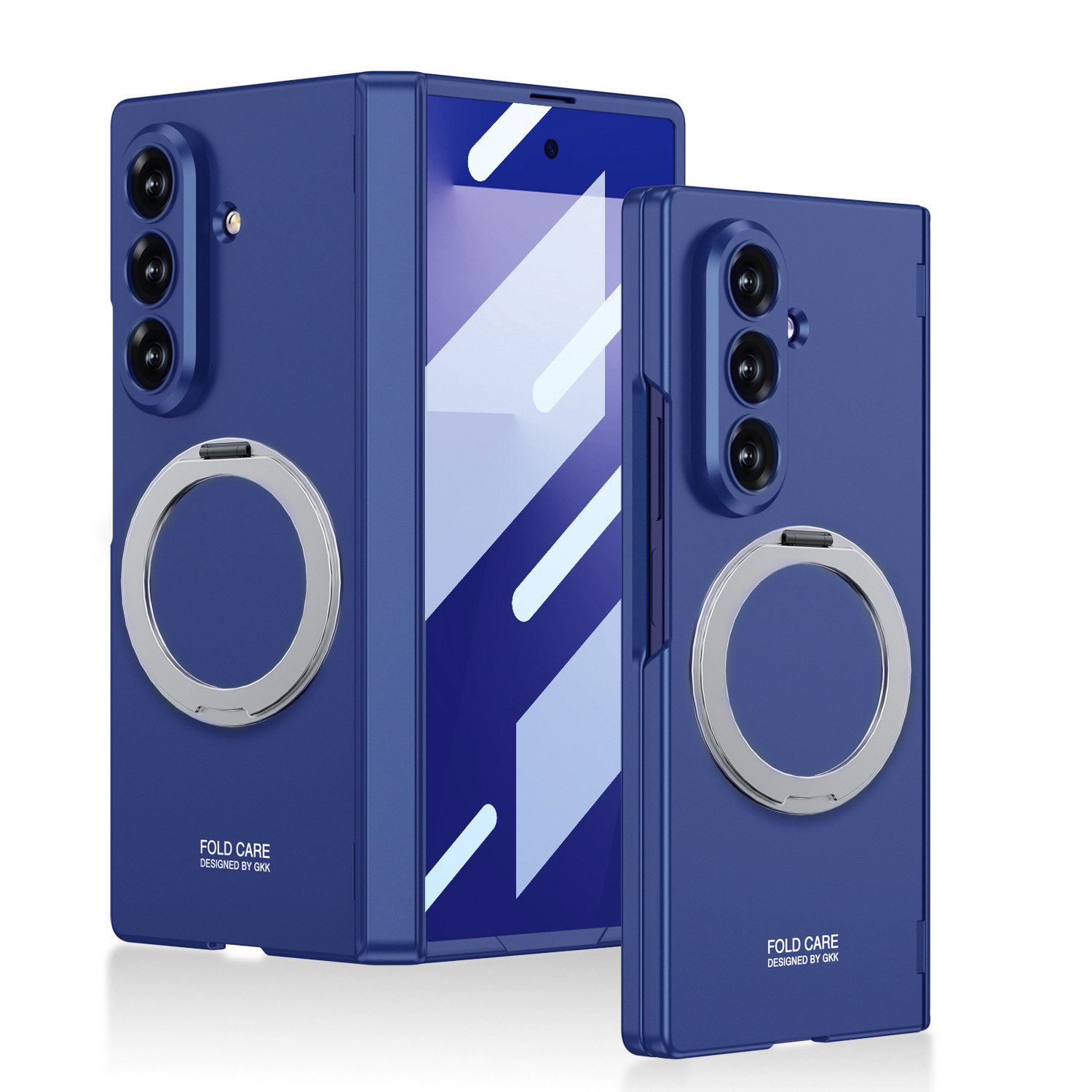 Compatible with Samsung ZFold8/7 phone case, wireless charging, magnetic swivel hinge, rotating stand, foldable screen full-coverage protective case - Shadow Blue [Shell Membrane] Z Fold8ultra