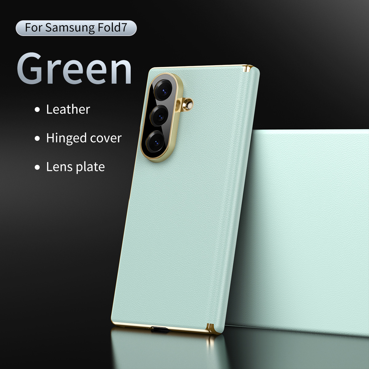 Compatible Samsung Z Fold8/7 phone case, electroplated leather, dual-axis, 6/5/4 folding screen, drop-proof protective case - Green [No Front Bezel] Frostbite Z Fold8 Ultra [Standard Edition]