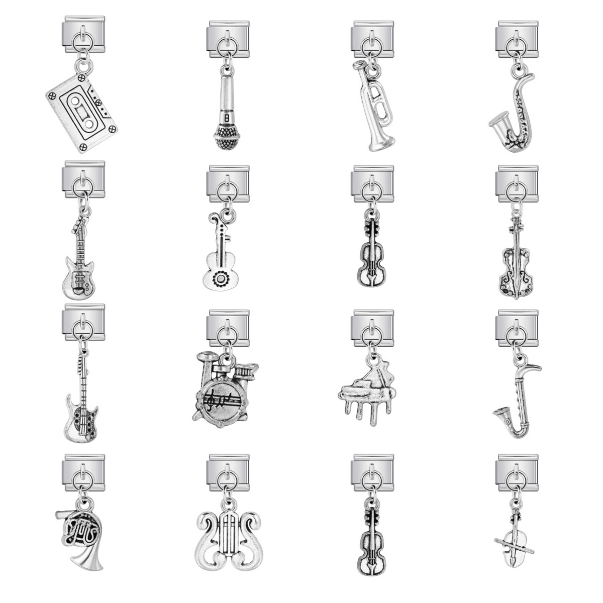 Musical instrument shaped pendant, Italian modular bracelet, DIY hook bangle, freely combinable watch strap chain accessories wholesale