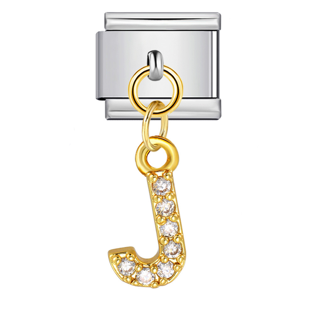 New diamond-studded English letter pendant gold and silver modular bracelet DIY elastic splicing watch strap chain handmade jewelry