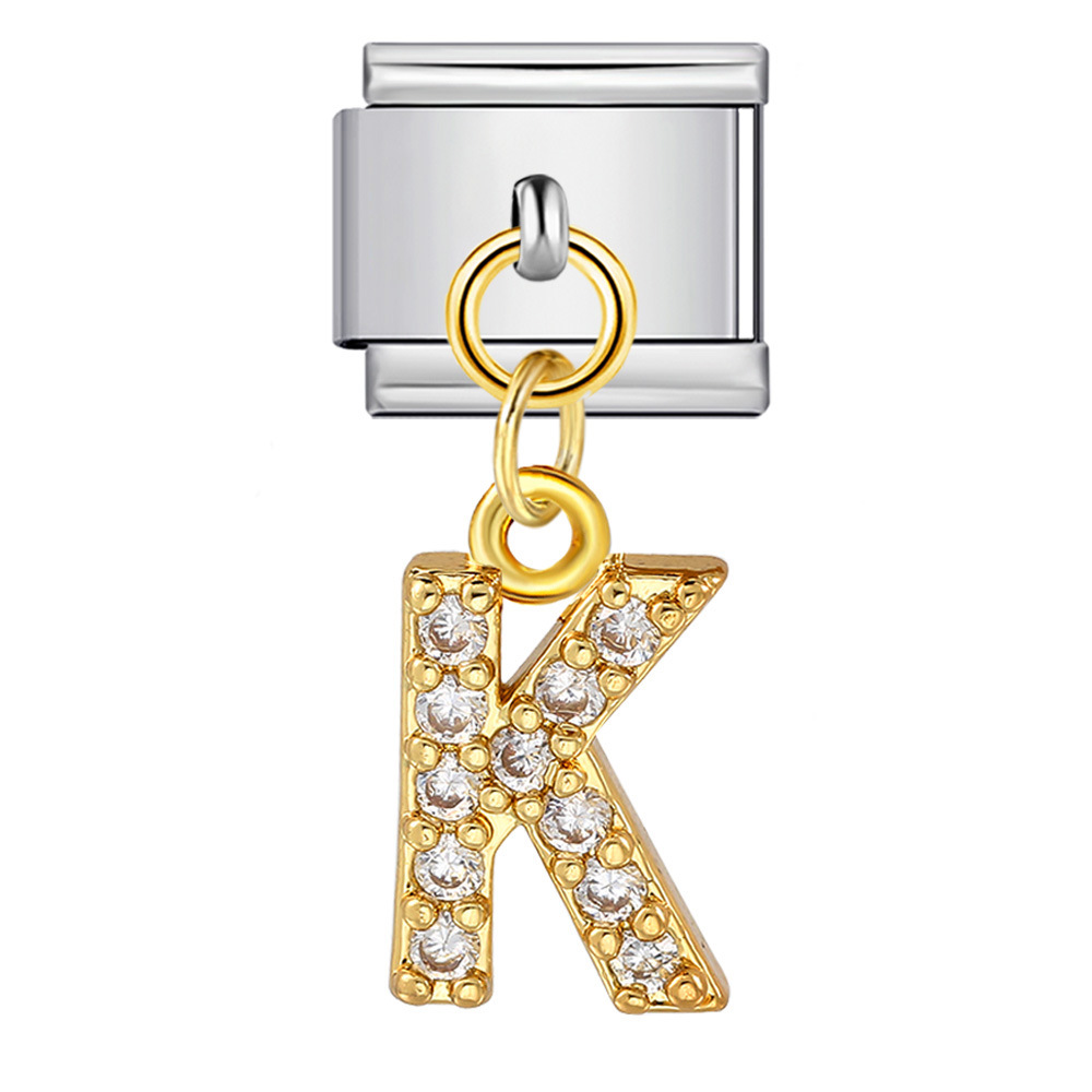 New diamond-studded English letter pendant gold and silver modular bracelet DIY elastic splicing watch strap chain handmade jewelry
