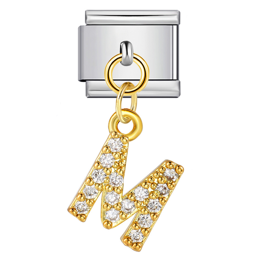 New diamond-studded English letter pendant gold and silver modular bracelet DIY elastic splicing watch strap chain handmade jewelry