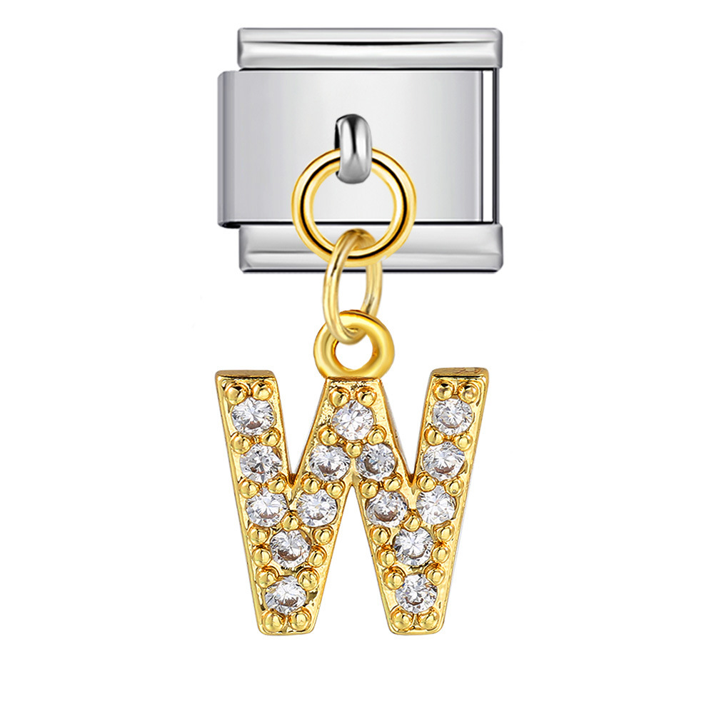 New diamond-studded English letter pendant gold and silver modular bracelet DIY elastic splicing watch strap chain handmade jewelry