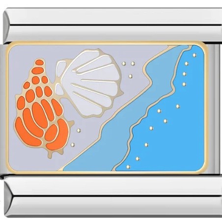 Blue ocean element Italian modular bracelet, stainless steel welded pattern, DIY elastic fashion bangle