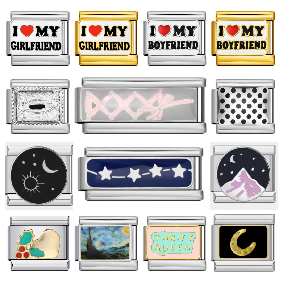 Cross-border stainless steel Italian modular bracelet welding dripping polka dot pattern DIY modular jewelry gift