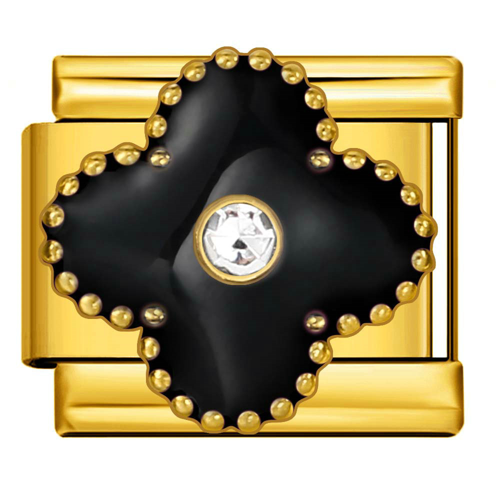Four-leaf clover series with rhinestones, handmade modular DIY stainless steel welded dripping watch strap chain, Italian modular bracelet.