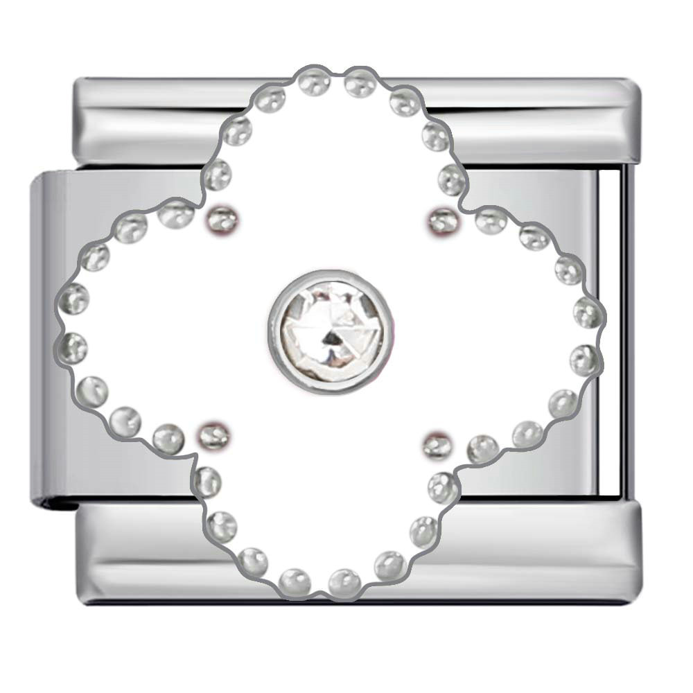 Four-leaf clover series with rhinestones, handmade modular DIY stainless steel welded dripping watch strap chain, Italian modular bracelet.