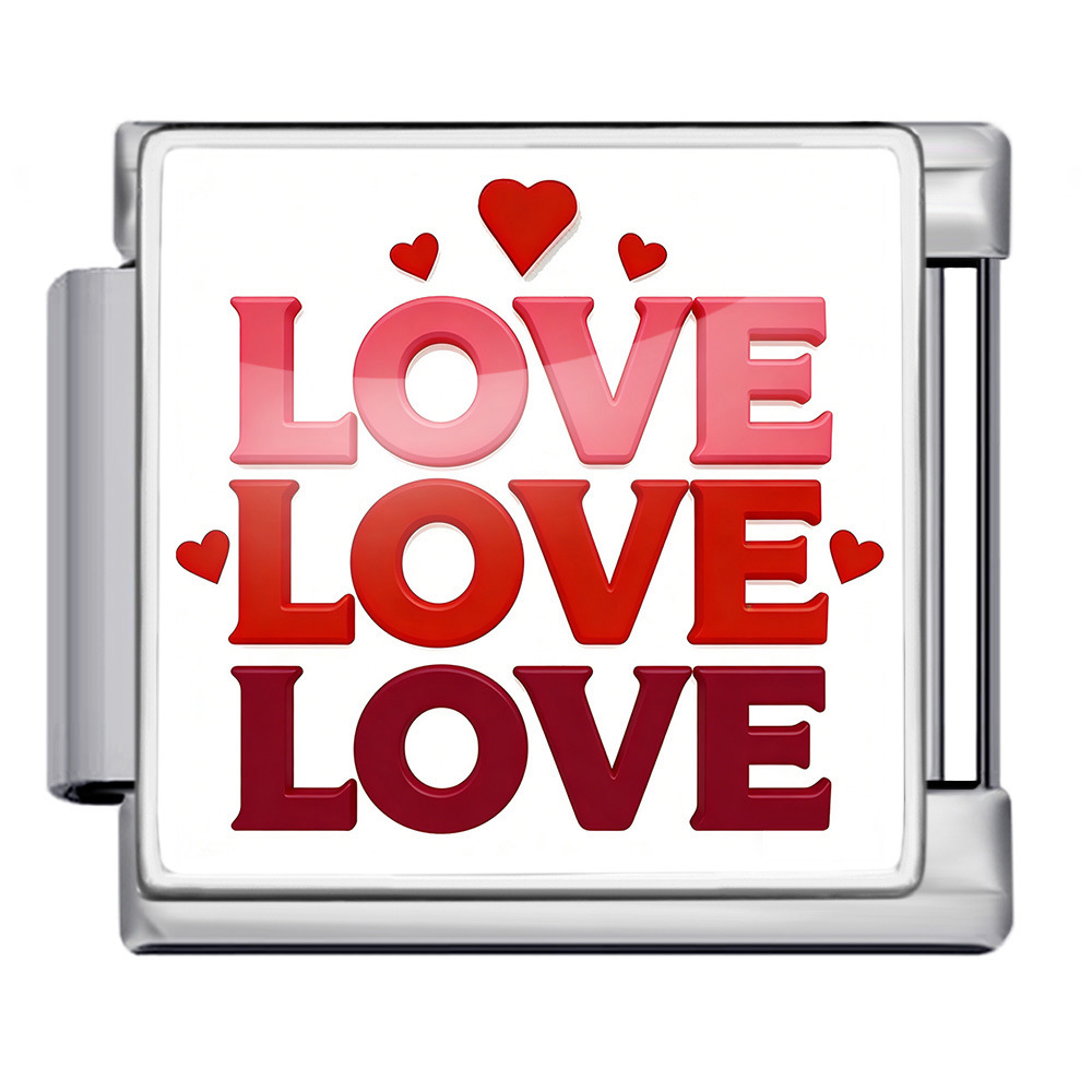 Cross-border best-selling Valentine's Day element LOVE series Italian modular bracelet square pattern titanium steel watch strap chain