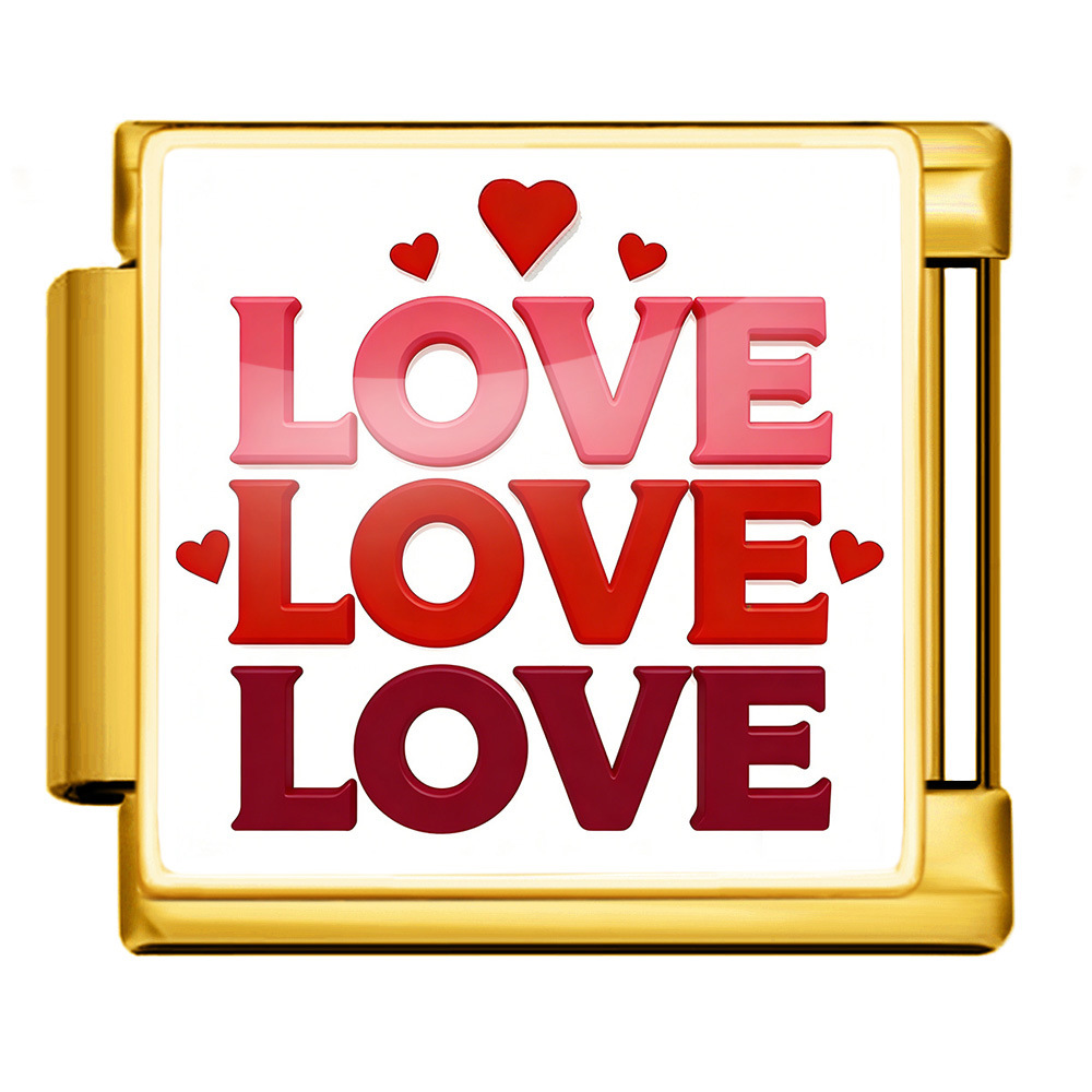 Cross-border best-selling Valentine's Day element LOVE series Italian modular bracelet square pattern titanium steel watch strap chain