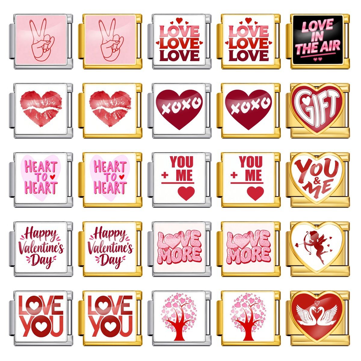 Cross-border best-selling Valentine's Day element LOVE series Italian modular bracelet square pattern titanium steel watch strap chain