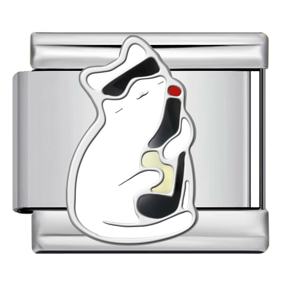 New Pet Cat and Dog Titanium Steel Gold-Plated Welded Pattern DIY Italian Modular Bracelet Charm