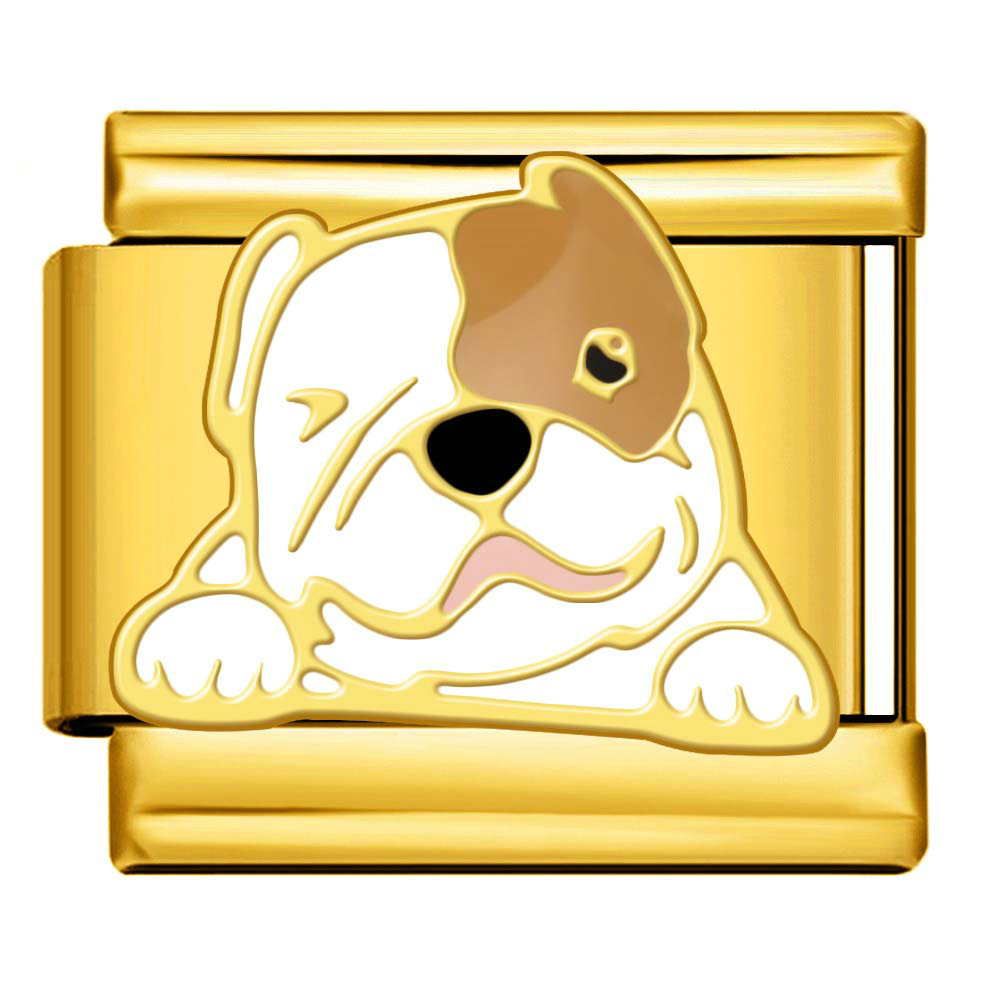 New Pet Cat and Dog Titanium Steel Gold-Plated Welded Pattern DIY Italian Modular Bracelet Charm