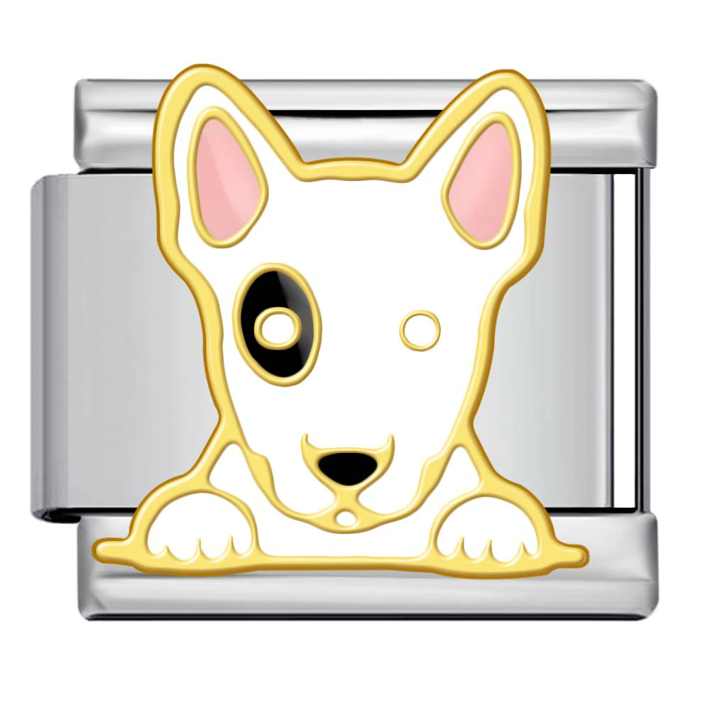 New Pet Cat and Dog Titanium Steel Gold-Plated Welded Pattern DIY Italian Modular Bracelet Charm