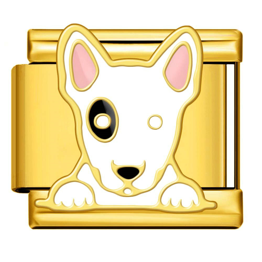 New Pet Cat and Dog Titanium Steel Gold-Plated Welded Pattern DIY Italian Modular Bracelet Charm