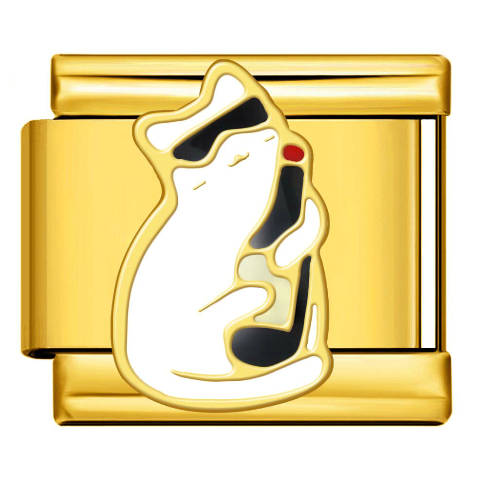 New Pet Cat and Dog Titanium Steel Gold-Plated Welded Pattern DIY Italian Modular Bracelet Charm