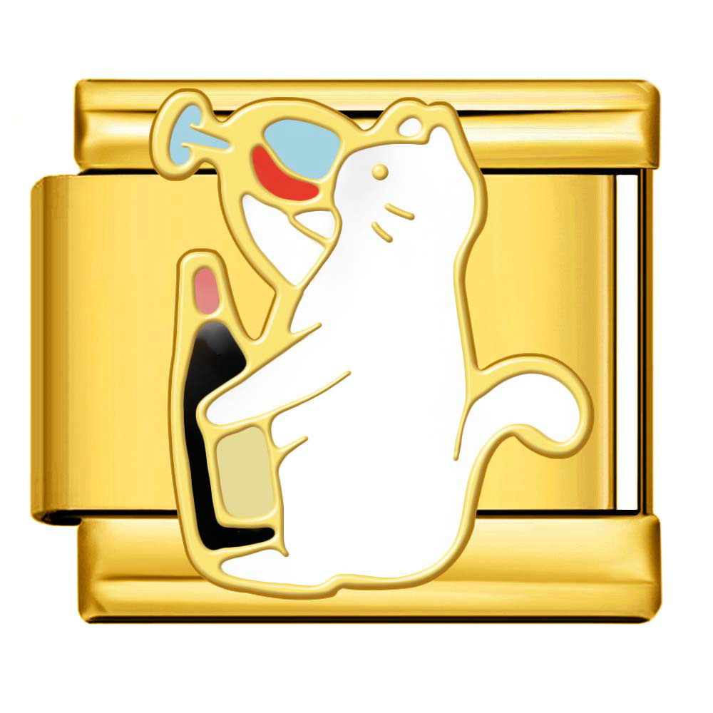 New Pet Cat and Dog Titanium Steel Gold-Plated Welded Pattern DIY Italian Modular Bracelet Charm