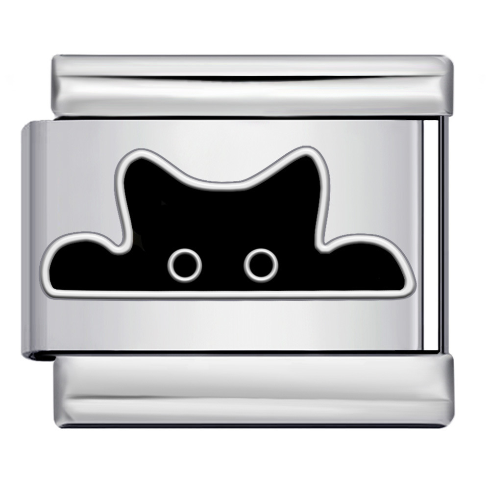 New Pet Cat and Dog Titanium Steel Gold-Plated Welded Pattern DIY Italian Modular Bracelet Charm