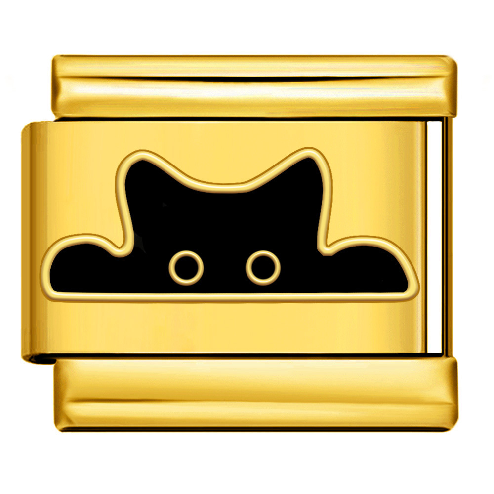 New Pet Cat and Dog Titanium Steel Gold-Plated Welded Pattern DIY Italian Modular Bracelet Charm