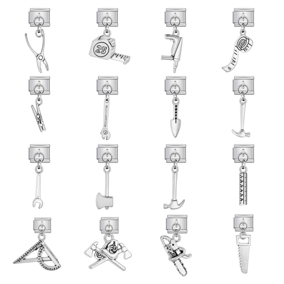 Single tool-shaped pendant Italian modular bracelet hook stainless steel spliced watch strap chain accessory