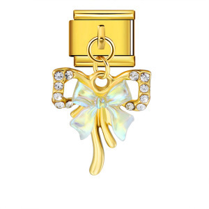 Hook butterfly pendant Italian modular bracelet with titanium steel strap chain.