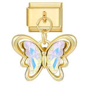 Hook butterfly pendant Italian modular bracelet with titanium steel strap chain.