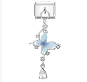 Hook butterfly pendant Italian modular bracelet with titanium steel strap chain.