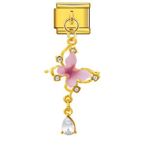 Hook butterfly pendant Italian modular bracelet with titanium steel strap chain.