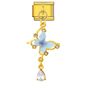 Hook butterfly pendant Italian modular bracelet with titanium steel strap chain.