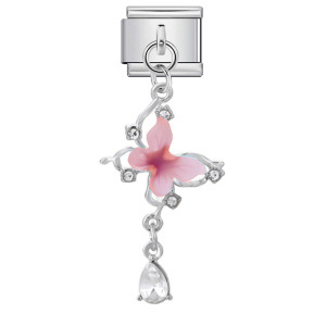 Hook butterfly pendant Italian modular bracelet with titanium steel strap chain.