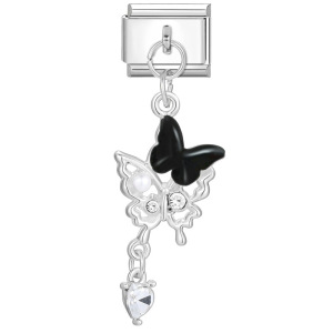Hook butterfly pendant Italian modular bracelet with titanium steel strap chain.