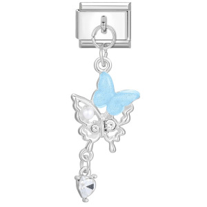 Hook butterfly pendant Italian modular bracelet with titanium steel strap chain.