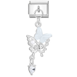 Hook butterfly pendant Italian modular bracelet with titanium steel strap chain.