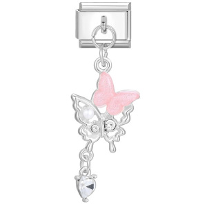 Hook butterfly pendant Italian modular bracelet with titanium steel strap chain.