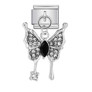 Hook butterfly pendant Italian modular bracelet with titanium steel strap chain.