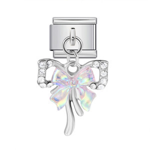 Hook butterfly pendant Italian modular bracelet with titanium steel strap chain.
